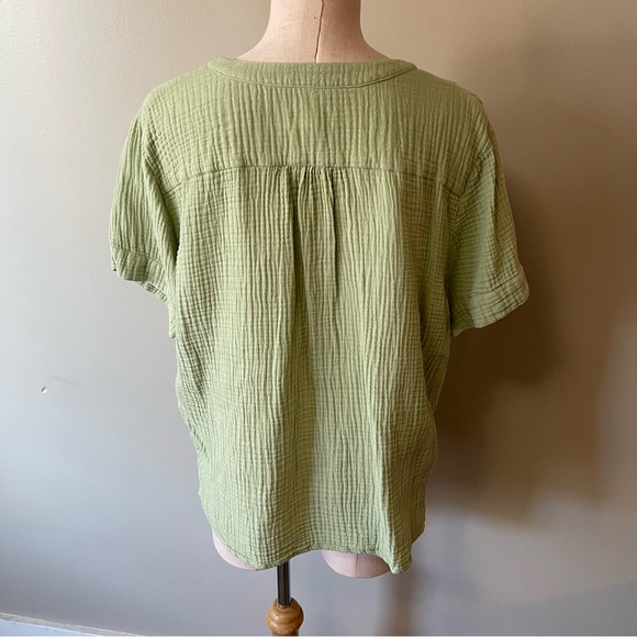 J. CREW V Neck Soft Gauze Popover Top Sagebrush T-Shirt - Picture 3 of 7